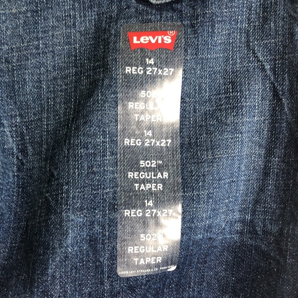 Levi’s 502 jeans size 14 Regular Taper 27x27 dark wash distressed. NWT - Picture 8 of 13